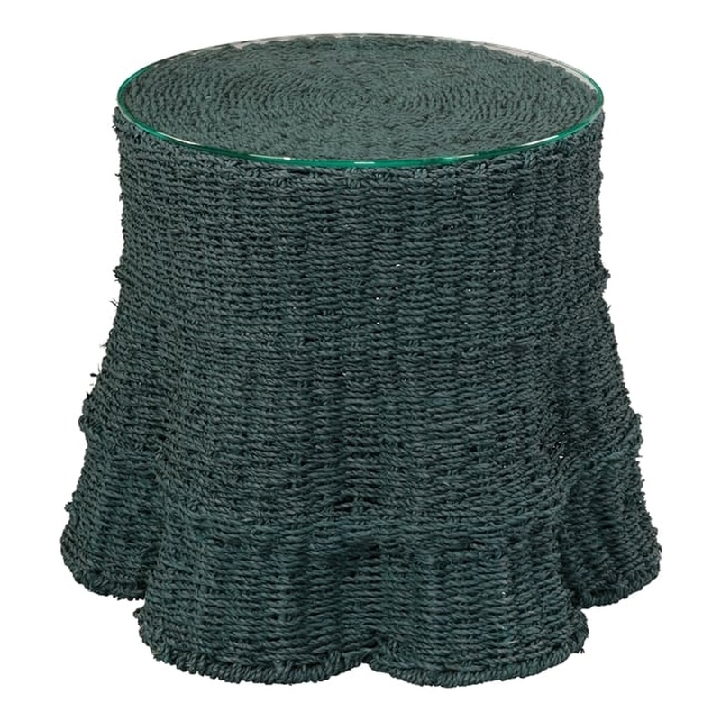 J&D Designs Co Falda Wicker / Rattan Seagrass Side Table Verdigris in Green