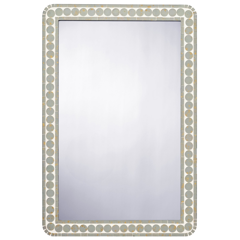 J&D Designs Co Penny Wood Rectangle Wall Mirror in Green
