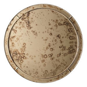 J&D Designs Co Chambord Antiqued Glass Round Wall Mirror Small in Antique Brass