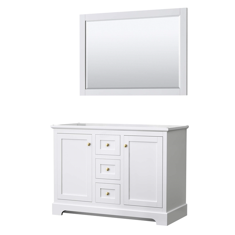 Wyndham Collection Wood Double Bathroom Vanity with Mirror in White/Gold