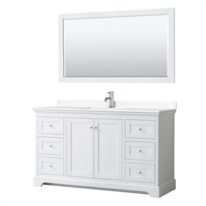 Wyndham Collection 60&quot Wood Single Bathroom Vanity in White/Chrome