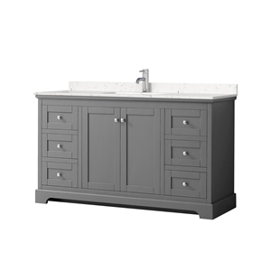 Wyndham Collection 60&quot Light Vein Wood Single Bathroom Vanity in Dark Gray