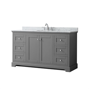 Wyndham Collection 60&quot Oval-Sink Wood Single Bathroom Vanity in Dark Gray