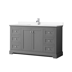 Wyndham Collection 60&quot Wood Single Bathroom Vanity in Chrome/Dark Gray