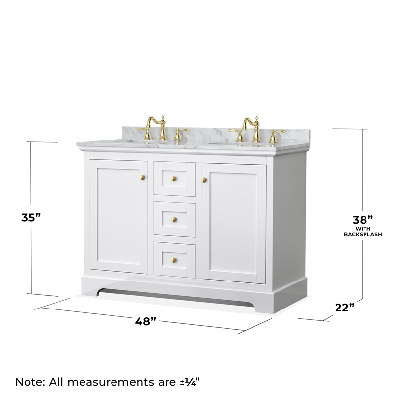 Wyndham Collection Oval-Sinks Wood Double Bathroom Vanity in White/Gold