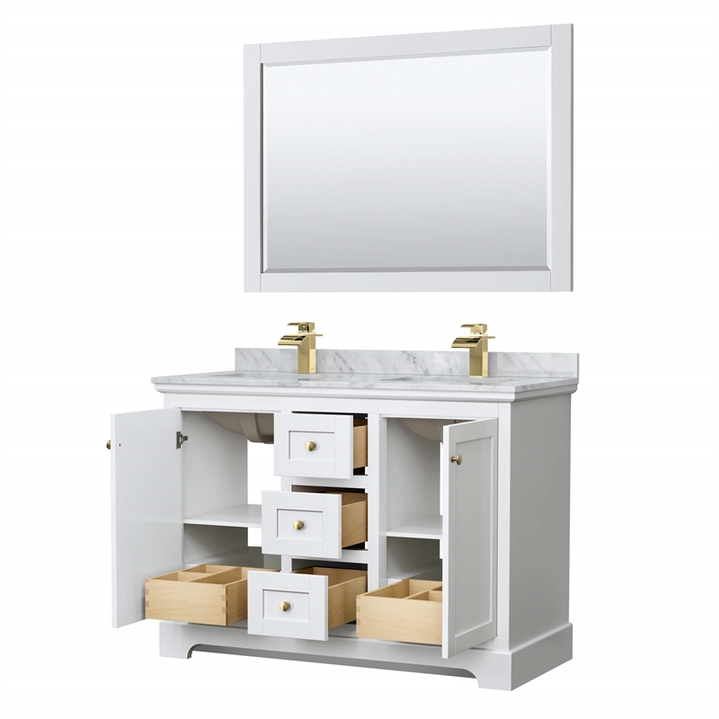 Wyndham Collection Square Sinks Wood Double Bathroom Vanity in White/Gold