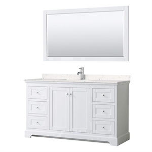 Wyndham Collection 60&quot Wood Light-Vein Single Bathroom Vanity in White