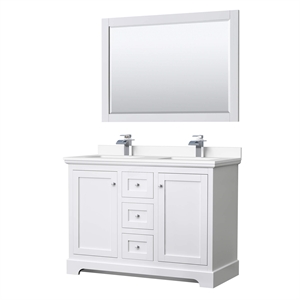 Wyndham Collection 48&quot Wood Double Bathroom Vanity in White/Chrome