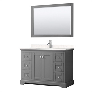 Wyndham Collection Light-Vein Wood Single Bathroom Vanity in Gray/Chrome
