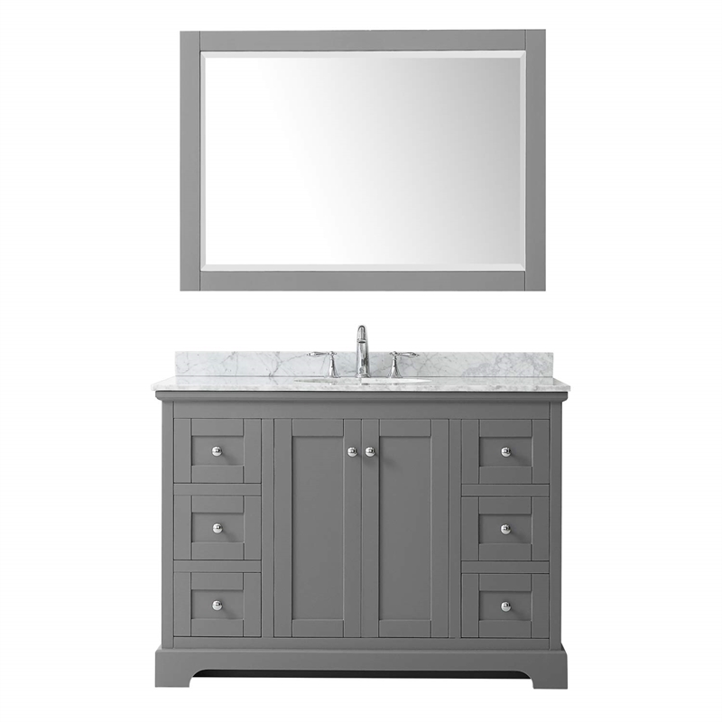 Wyndham Collection Oval Sink Wood Single Bathroom Vanity in Gray/Chrome