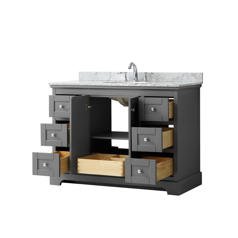 Wyndham Collection Oval-Sink Wood Single Bathroom Vanity in Gray/Chrome