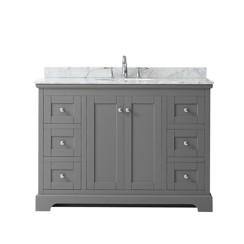 Wyndham Collection Oval-Sink Wood Single Bathroom Vanity in Gray/Chrome