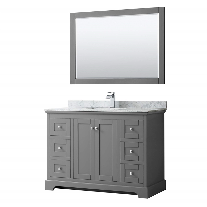 Wyndham Collection Square Sink Wood Single Bathroom Vanity in Gray/Chrome
