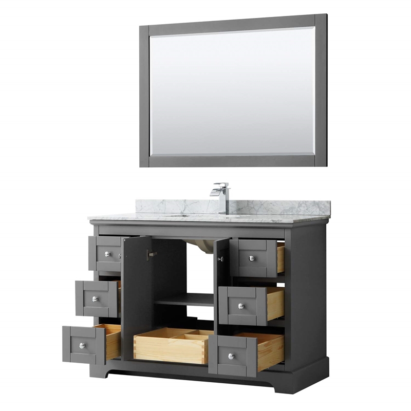Wyndham Collection Square Sink Wood Single Bathroom Vanity in Gray/Chrome