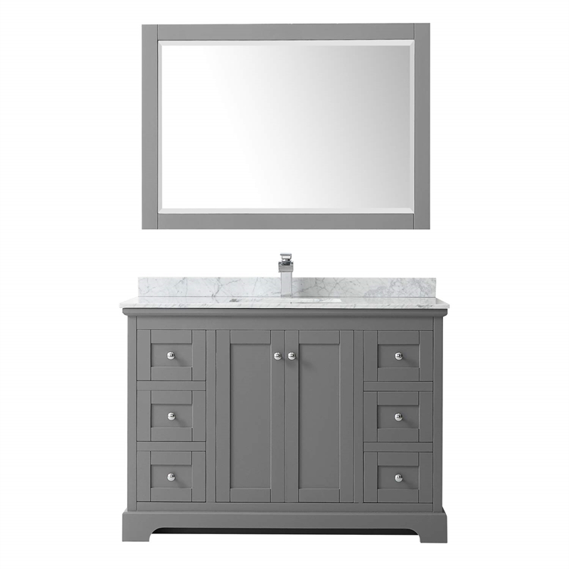 Wyndham Collection Square Sink Wood Single Bathroom Vanity in Gray/Chrome