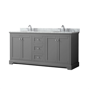 Wyndham Collection 72&quot Oval-Sinks Wood Double Bathroom Vanity in Dark Gray