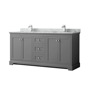 Wyndham Collection 72&quot Square-Sinks Wood Double Bathroom Vanity in Gray