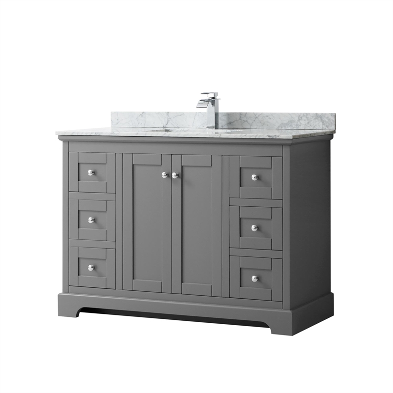 Wyndham Collection Square-Sink Wood Single Bathroom Vanity in Gray/Chrome