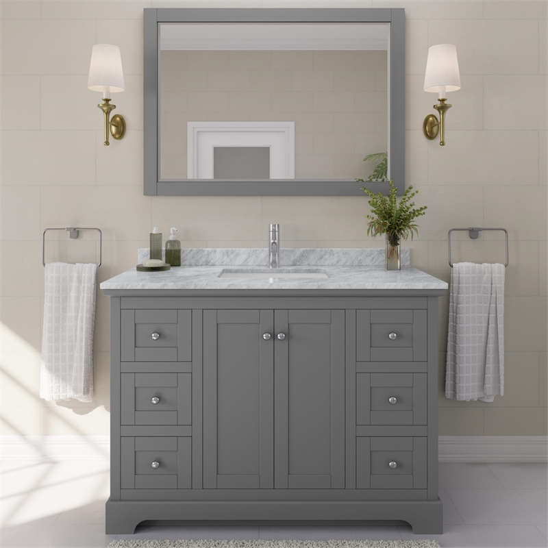 Wyndham Collection Square-Sink Wood Single Bathroom Vanity in Gray/Chrome