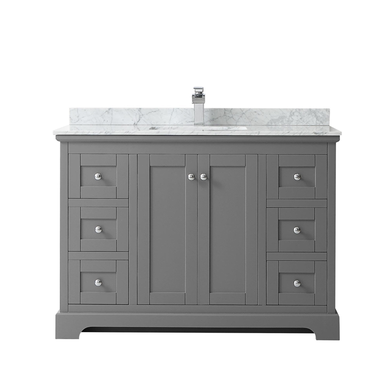 Wyndham Collection Square-Sink Wood Single Bathroom Vanity in Gray/Chrome