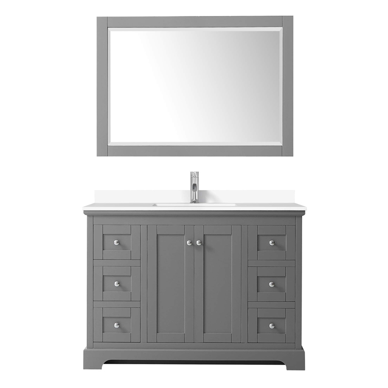 Wyndham Collection Wood Single Bathroom Vanity in Dark Gray/Chrome