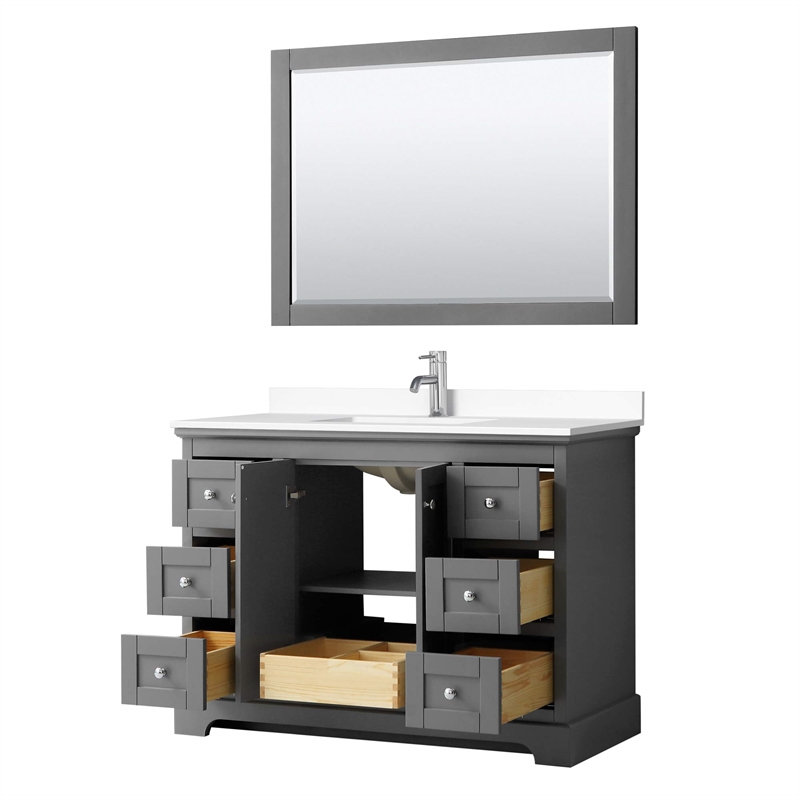 Wyndham Collection Wood Single Bathroom Vanity in Dark Gray/Chrome