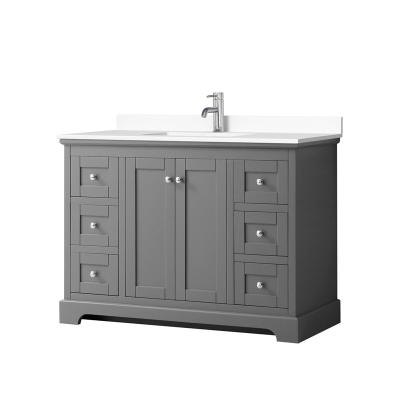 Wyndham Collection Wood Single Bathroom Vanity in Chrome/Dark Gray