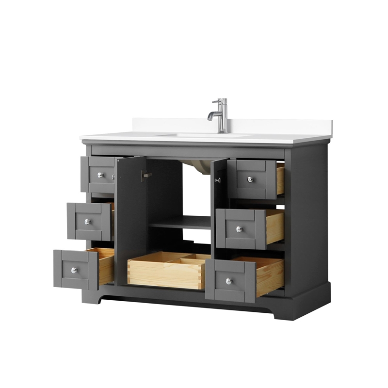 Wyndham Collection Wood Single Bathroom Vanity in Chrome/Dark Gray