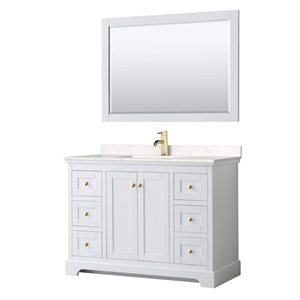 Wyndham Collection Light-Vein Wood Single Bathroom Vanity in White/Gold