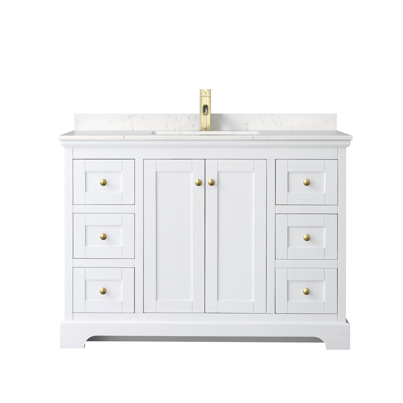 Wyndham Collection Light Vein Wood Single Bathroom Vanity in White/Gold