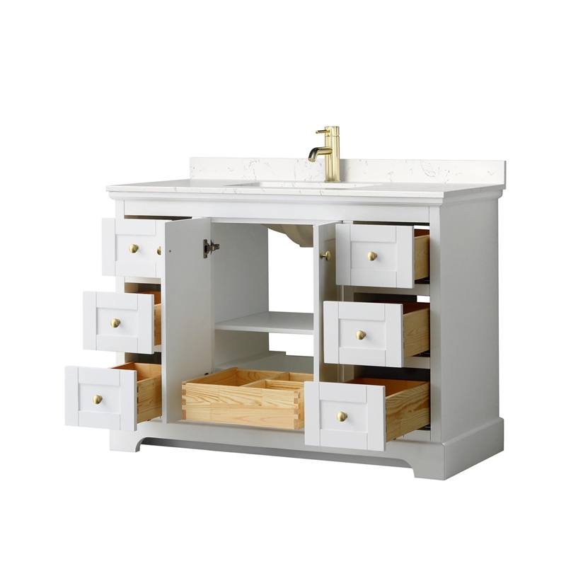 Wyndham Collection Light Vein Wood Single Bathroom Vanity in White/Gold