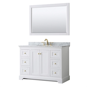 Wyndham Collection Oval Sink Wood Single Bathroom Vanity in White/Gold