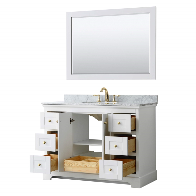 Wyndham Collection Oval Sink Wood Single Bathroom Vanity in White/Gold