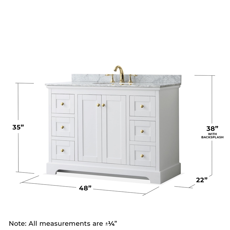 Wyndham Collection Oval Sink Wood Single Bathroom Vanity in White/Gold