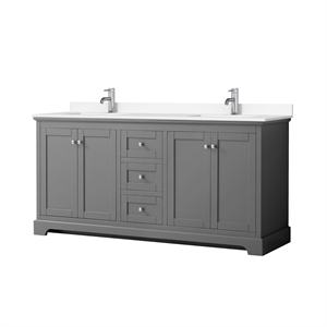 Wyndham Collection 72&quot Wood Double Bathroom Vanity in Chrome/Dark Gray