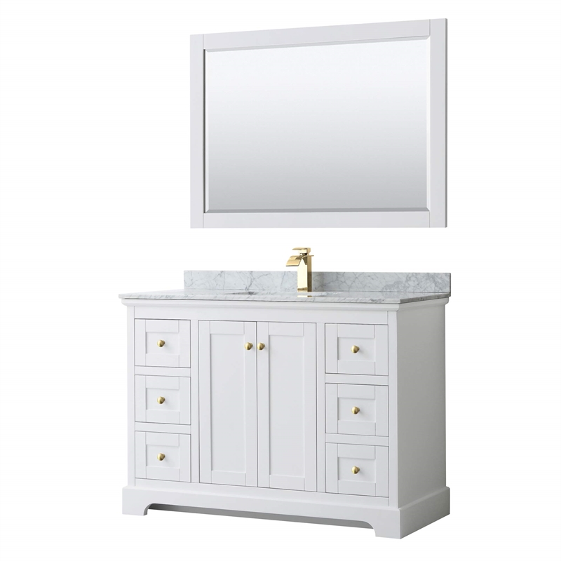 Wyndham Collection Square Sink Wood Single Bathroom Vanity in White/Gold