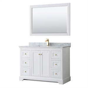 Wyndham Collection Square Sink Wood Single Bathroom Vanity in White/Gold