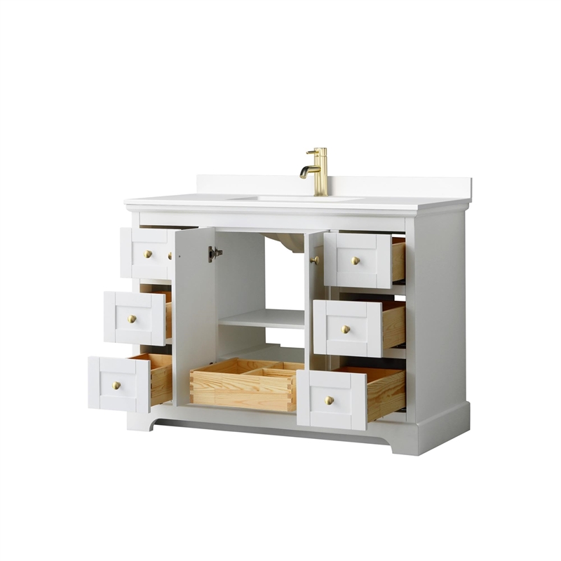 Wyndham Collection Wood Single Bathroom Vanity in Brushed Gold/White