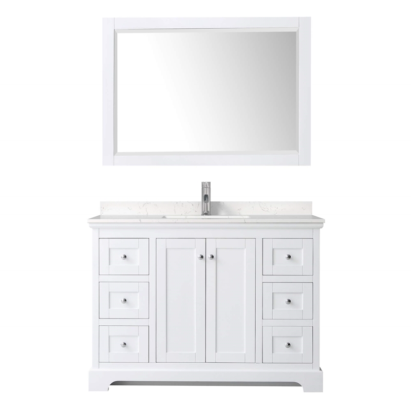 Wyndham Collection Light-Vein Wood Single Bathroom Vanity in White/Chrome