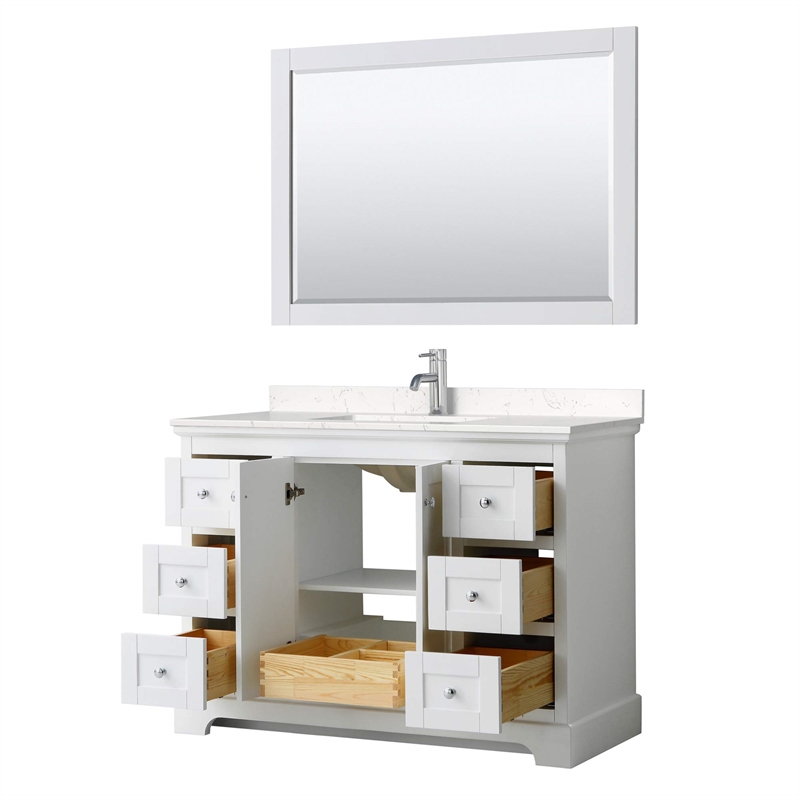 Wyndham Collection Light-Vein Wood Single Bathroom Vanity in White/Chrome