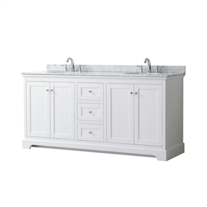 Wyndham Collection 72&quot Oval-Sinks Wood Double Bathroom Vanity in White