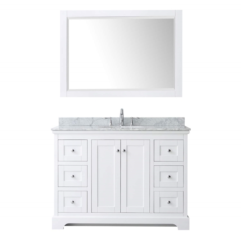 Wyndham Collection Oval Sink Wood Single Bathroom Vanity in White/Chrome