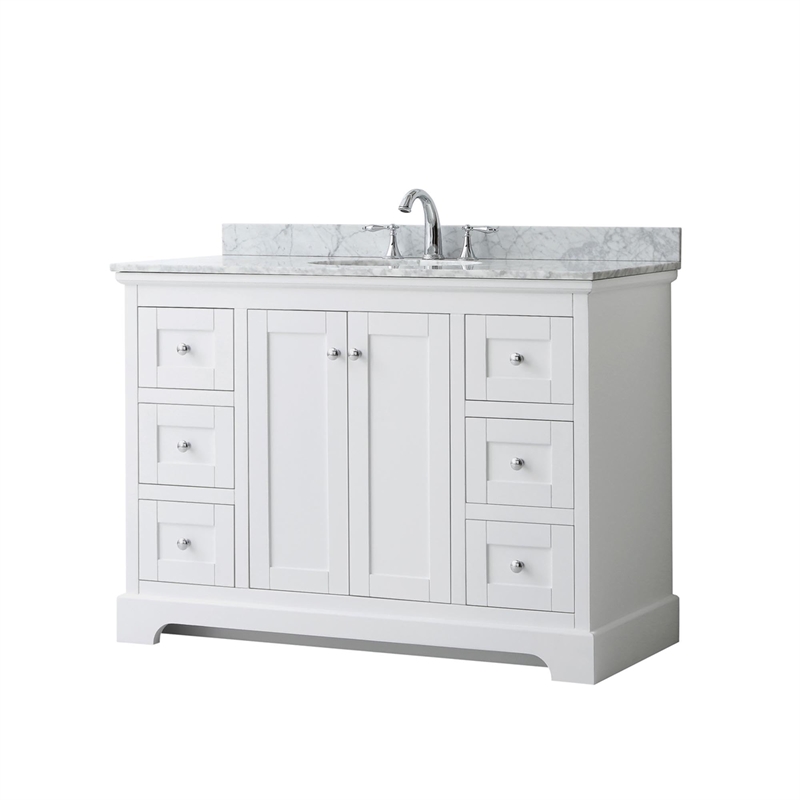 Wyndham Collection Oval-Sink Wood Single Bathroom Vanity in White/Chrome
