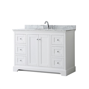 Wyndham Collection Oval-Sink Wood Single Bathroom Vanity in White/Chrome