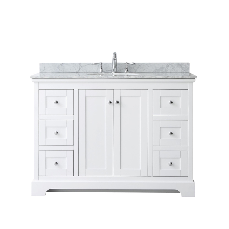 Wyndham Collection Oval-Sink Wood Single Bathroom Vanity in White/Chrome