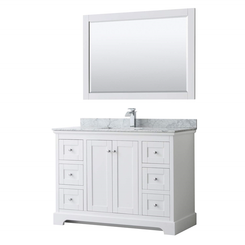 Wyndham Collection Square Sink Wood Single Bathroom Vanity in White/Chrome