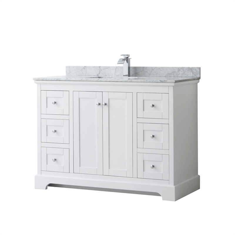 Wyndham Collection Square-Sink Wood Single Bathroom Vanity in White/Chrome