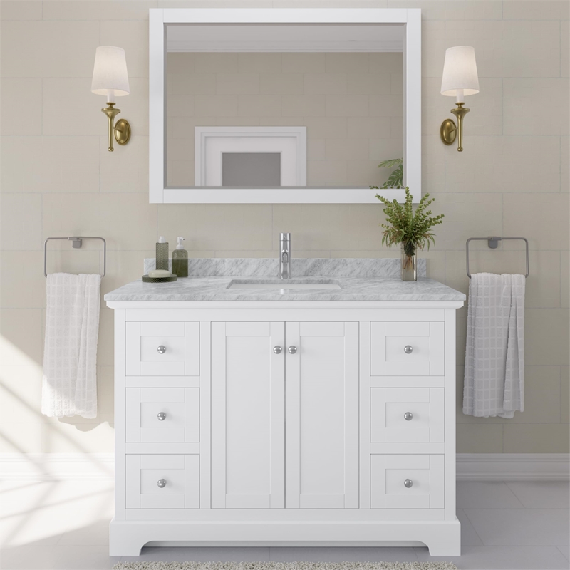 Wyndham Collection Square-Sink Wood Single Bathroom Vanity in White/Chrome