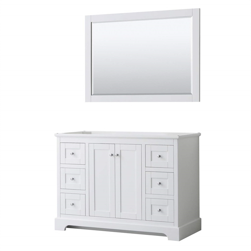 Wyndham Collection Wood Single Bathroom Vanity with Mirror in White/Chrome