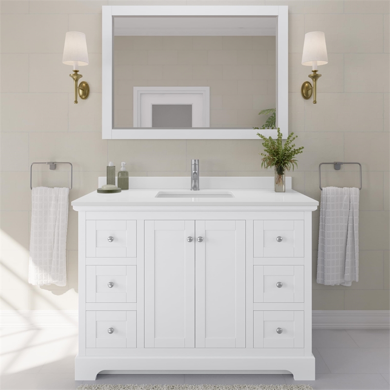 Wyndham Collection Wood Single Bathroom Vanity in White/Chrome